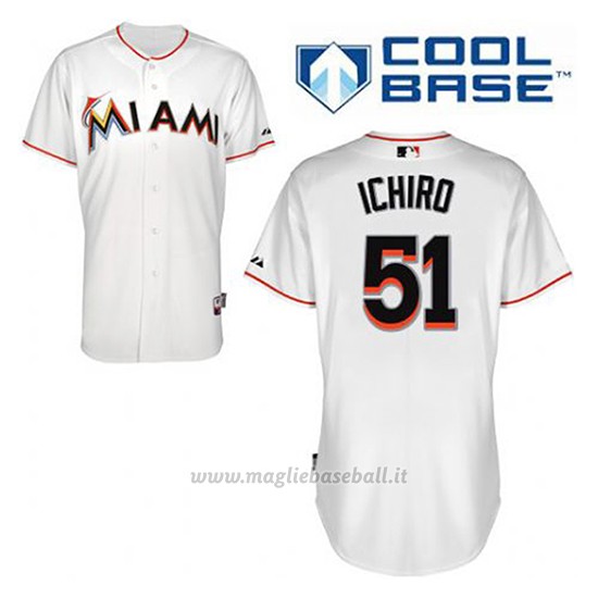 Maglia Baseball Uomo Miami Marlins Ichiro Suzuki 51 Bianco 1ªCool Base
